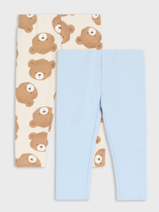 Zdjęcie produktu Sinsay - Bawełniane legginsy z motywem misiów 2 pack - błękitny