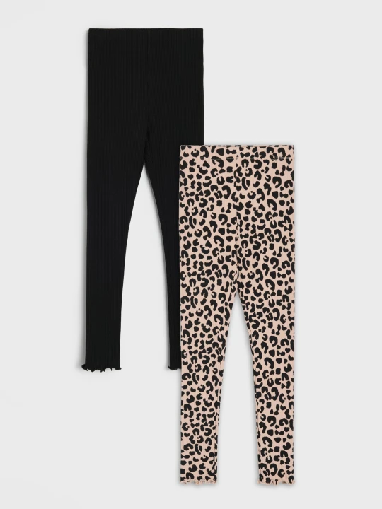 Zdjęcie produktu Sinsay - Bawełniane legginsy z motywem panterki 2 pack - wielobarwny