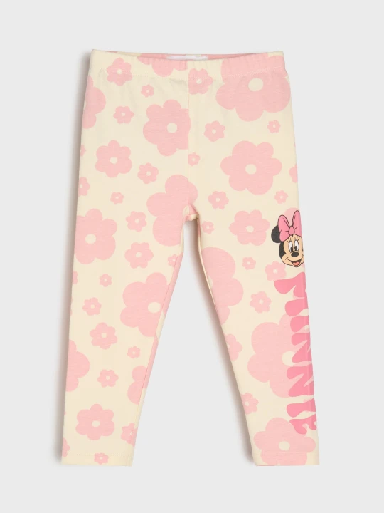 Zdjęcie produktu Sinsay - Bawełniane legginsy z nadrukiem Minnie Mouse - kremowy