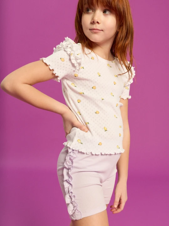 Zdjęcie produktu Sinsay - Bawełniane legginsy z ozdobnymi falbanami - fioletowy