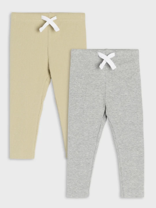 Zdjęcie produktu Sinsay - Bawełniane legginsy z prążkowanej dzianiny 2 pack - zielony