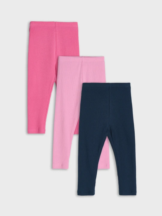 Zdjęcie produktu Sinsay - Bawełniane legginsy z prążkowanej dzianiny 3 pack - różowy
