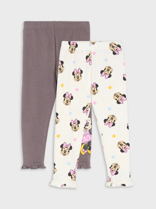 Zdjęcie produktu Sinsay - Bawełniane legginsy zakończone falbanką 2 pack Minnie Mouse - szary