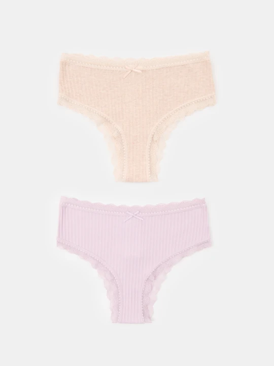 Zdjęcie produktu Sinsay - Bawełniane majtki brazyliany z koronką 2 pack - wielobarwny