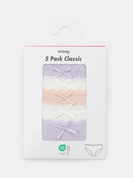 Zdjęcie produktu Sinsay - Bawełniane majtki figi 5 pack - wielobarwny