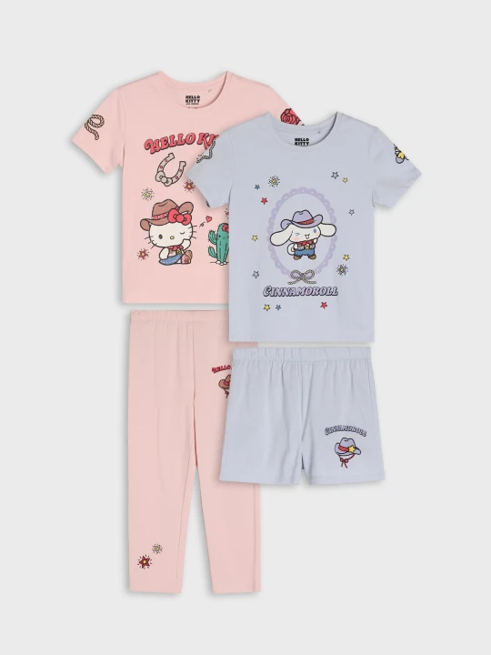 Zdjęcie produktu Sinsay - Bawełniane piżamy dwuczęściowe 2 pack Hello Kitty i Cinnamoroll - błękitny