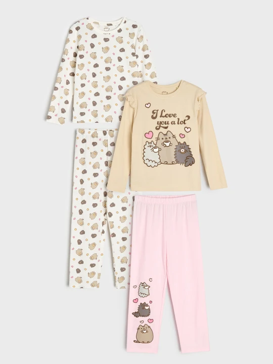 Zdjęcie produktu Sinsay - Bawełniane piżamy dwuczęściowe 2 pack Pusheen the Cat - beżowy
