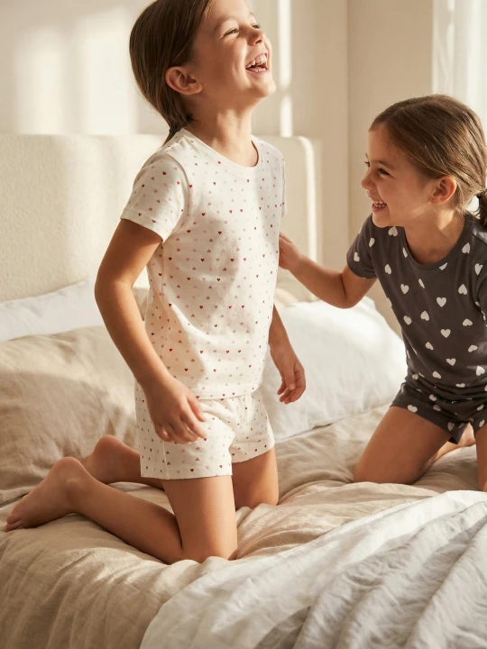 Zdjęcie produktu Sinsay - Bawełniane piżamy dwuczęściowe w serca 2 pack - kremowy