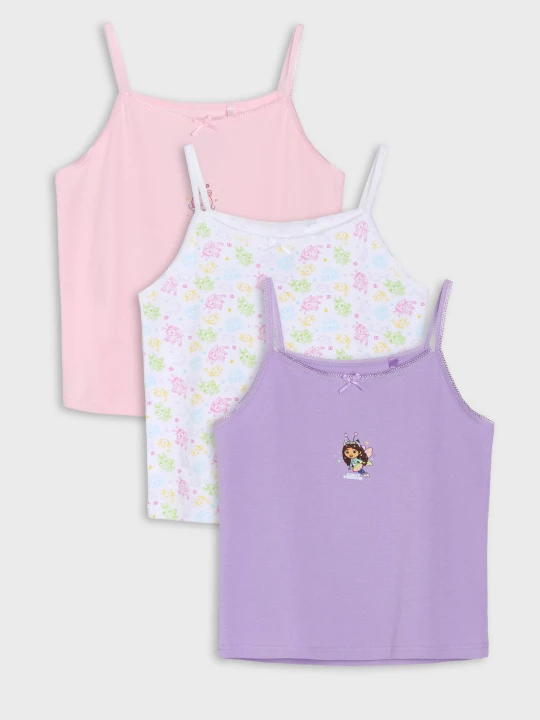 Zdjęcie produktu Sinsay - Bawełniane podkoszulki z nadrukiem Gabby's Dollhouse 3 pack - wielobarwny