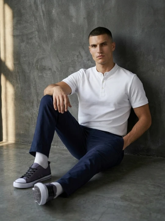 Zdjęcie produktu Sinsay - Bawełniane spodnie chino slim - granatowy