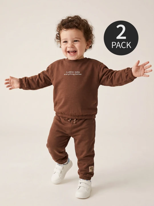 Zdjęcie produktu Sinsay - Bawełniane spodnie dresowe jogger 2 pack - beżowy