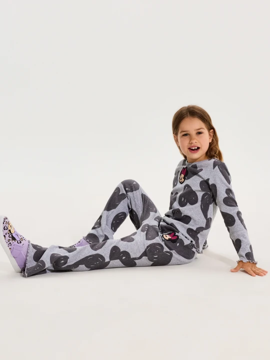Zdjęcie produktu Sinsay - Bawełniane spodnie flare z haftem Minnie Mouse - szary