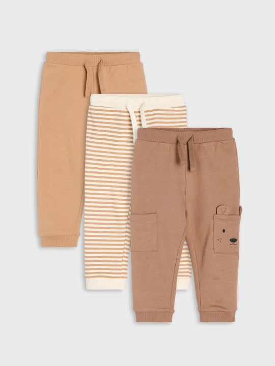 Zdjęcie produktu Sinsay - Bawełniane spodnie jogger 3 pack - brązowy
