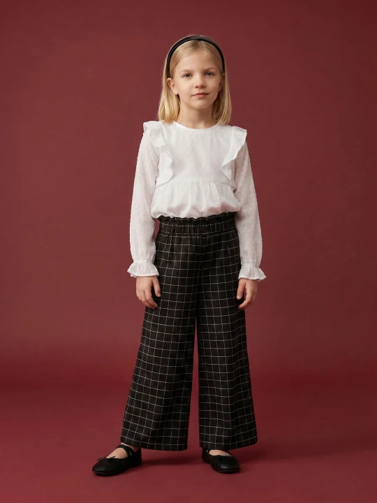 Zdjęcie produktu Sinsay - Bawełniane spodnie wide leg w kratę - czarny