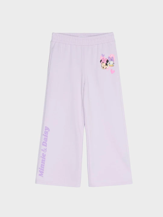 Zdjęcie produktu Sinsay - Bawełniane spodnie wide leg z kieszeniami i nadrukiem Minnie and Daisy - fioletowy
