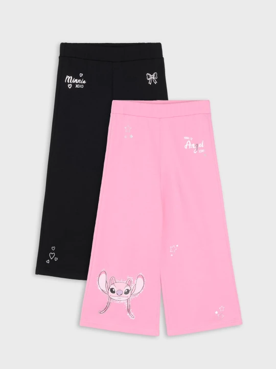 Zdjęcie produktu Sinsay - Bawełniane spodnie wide leg z nadrukiem 2 pack Disney - wielobarwny