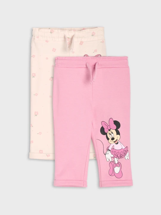 Zdjęcie produktu Sinsay - Bawełniane spodnie z nadrukiem Minnie Mouse 2 Pack - kremowy