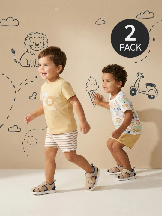 Zdjęcie produktu Sinsay - Bawełniane szorty 2 pack - beżowy