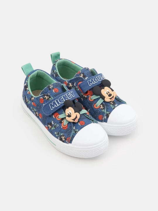 Zdjęcie produktu Sinsay - Bawełniane trampki ze skórzaną wkładką Mickey Mouse - niebieski