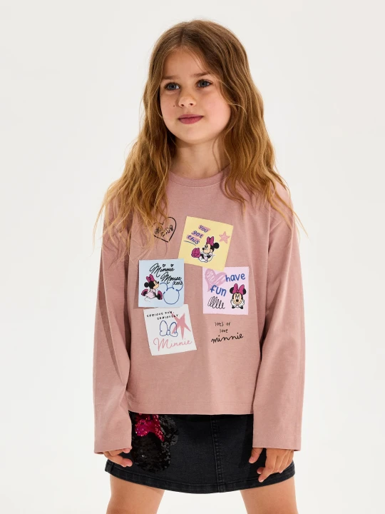 Zdjęcie produktu Sinsay - Bawełniania koszulka z nadrukiem Minnie Mouse - beżowy