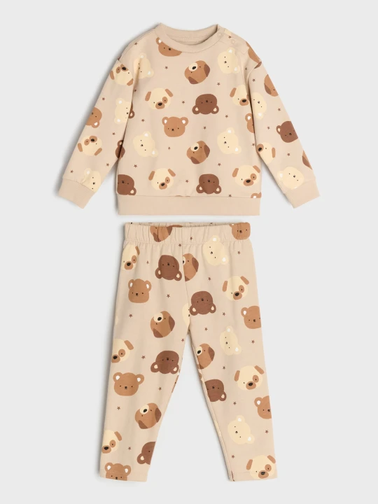 Zdjęcie produktu Sinsay - Bawełniany komplet: bluza i legginsy - beżowy