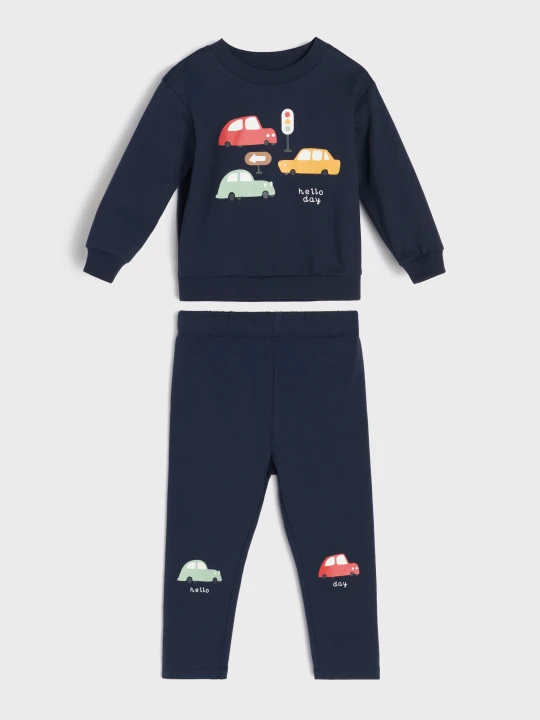 Zdjęcie produktu Sinsay - Bawełniany komplet: bluza i legginsy - granatowy