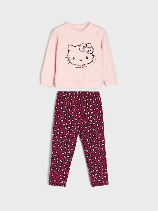 Zdjęcie produktu Sinsay - Bawełniany komplet: bluza i legginsy Hello Kitty - fioletowy