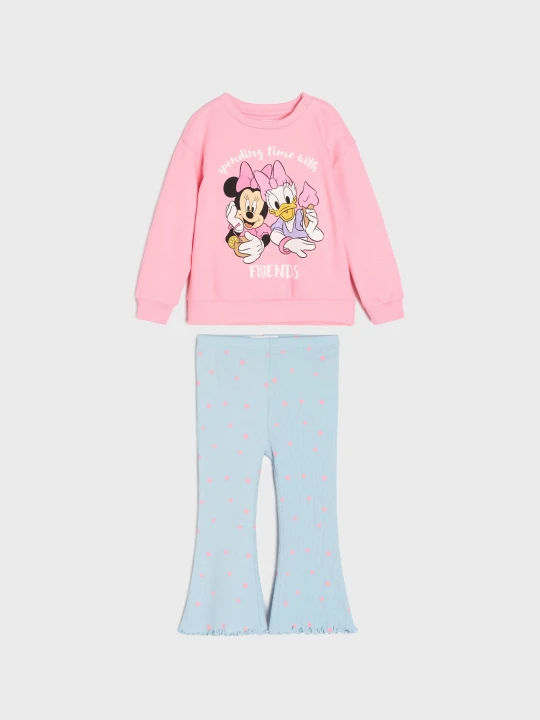 Zdjęcie produktu Sinsay - Bawełniany komplet: bluza i legginsy Minnie and Daisy - różowy