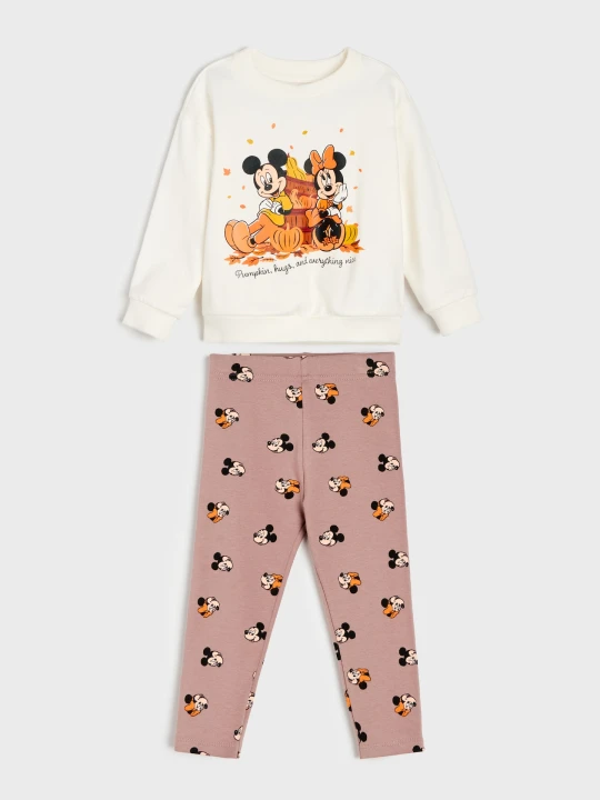 Zdjęcie produktu Sinsay - Bawełniany komplet: bluza i legginsy Minnie Mouse - kremowy