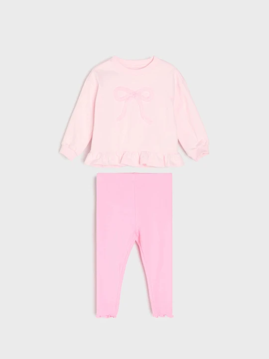 Zdjęcie produktu Sinsay - Bawełniany komplet: bluza i legginsy - różowy