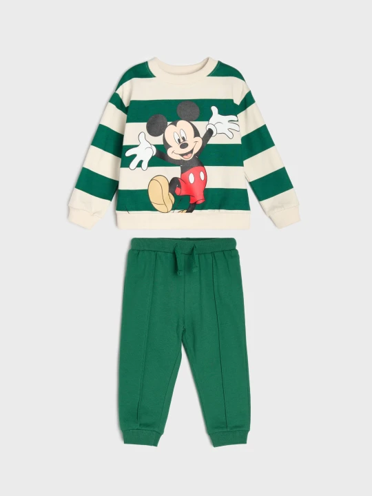 Zdjęcie produktu Sinsay - Bawełniany komplet: bluza i spodnie Mickey Mouse - kremowy