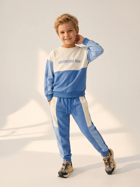 Zdjęcie produktu Sinsay - Bawełniany komplet: bluza i spodnie - niebieski