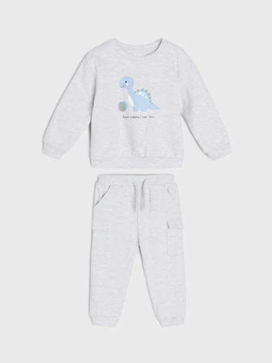 Zdjęcie produktu Sinsay - Bawełniany komplet: bluza i spodnie - szary