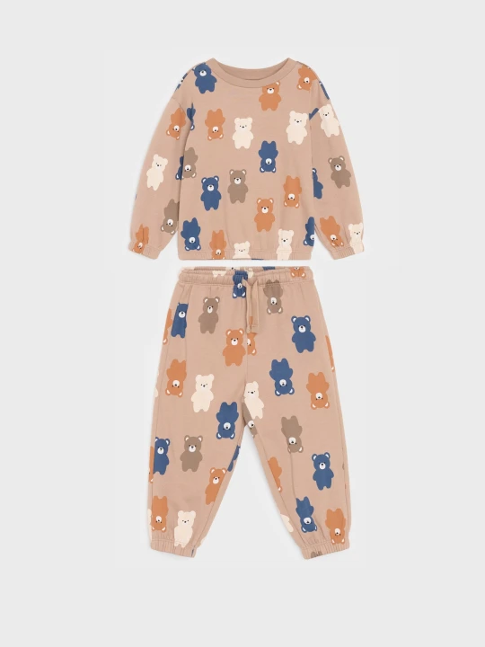 Zdjęcie produktu Sinsay - Bawełniany komplet: bluza i spodnie w misie - brązowy