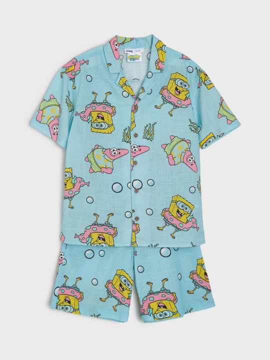 Zdjęcie produktu Sinsay - Bawełniany komplet: koszula i szorty SpongeBob - żółty