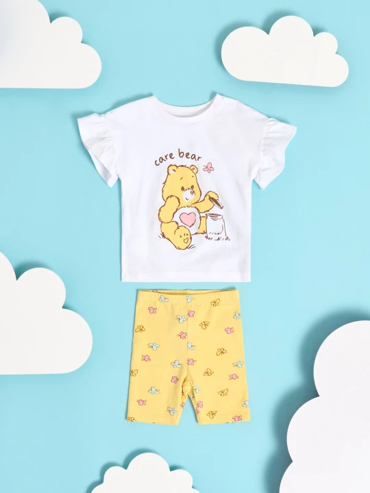 Zdjęcie produktu Sinsay - Bawełniany komplet: koszulka i kolarki Care Bear - żółty