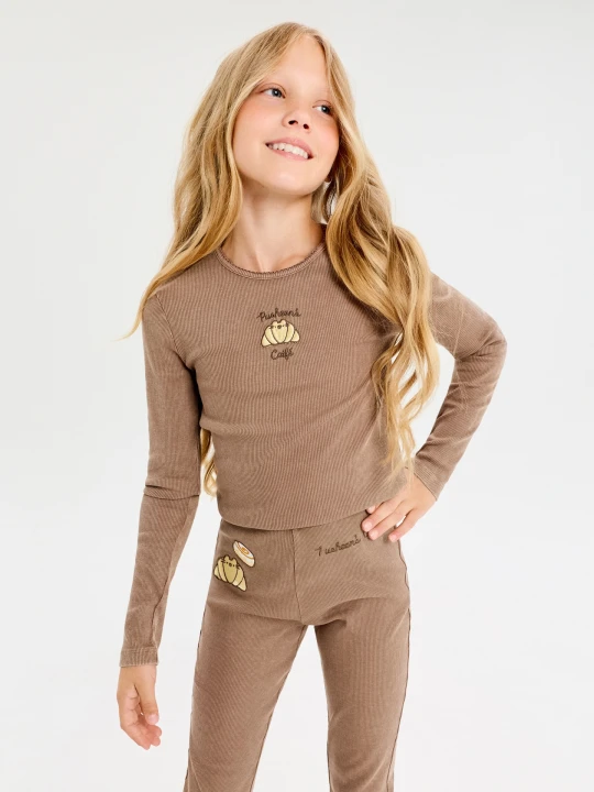 Zdjęcie produktu Sinsay - Bawełniany komplet: koszulka i legginsy Pusheen the Cat - brązowy