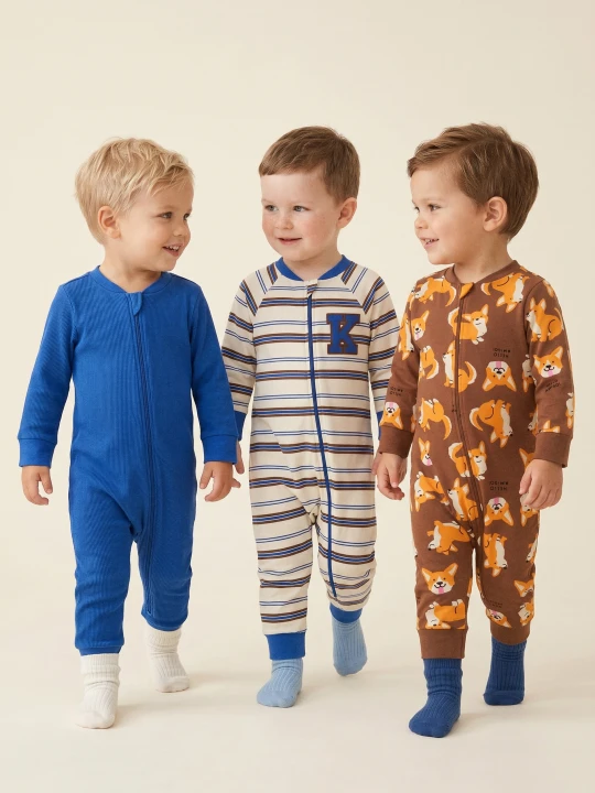 Zdjęcie produktu Sinsay - Bawełniany pajacyk z nadrukiem 3 pack - wielobarwny