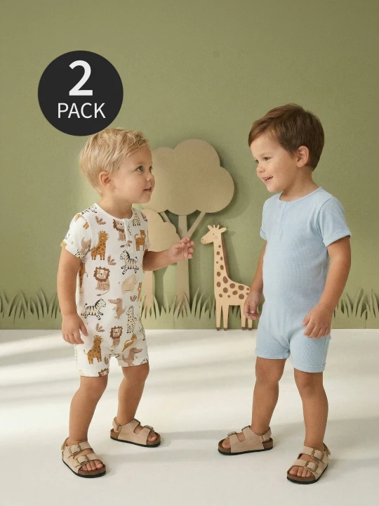 Zdjęcie produktu Sinsay - Bawełniany rampers 2 pack - kremowy