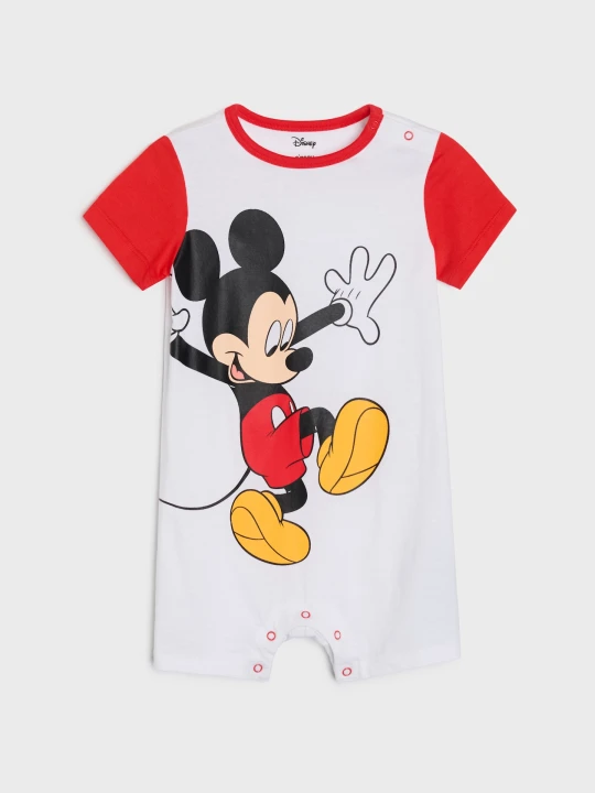 Zdjęcie produktu Sinsay - Bawełniany rampers z nadrukiem Mickey Mouse - biały