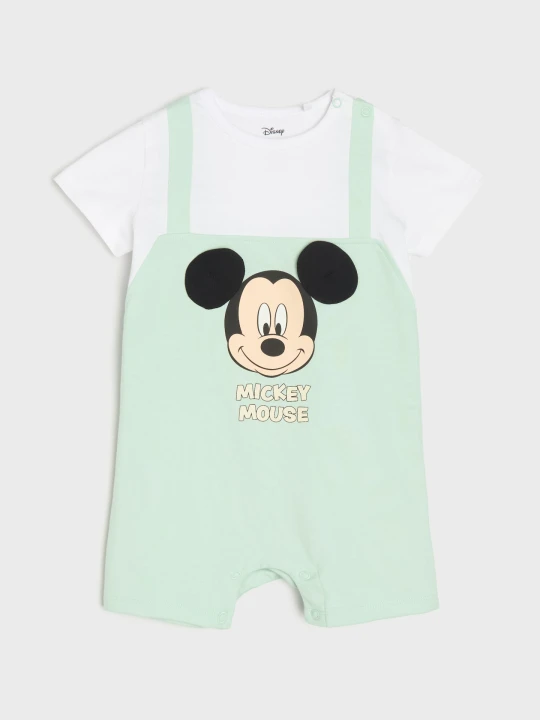 Zdjęcie produktu Sinsay - Bawełniany rampers z nadrukiem Mickey Mouse - zielony