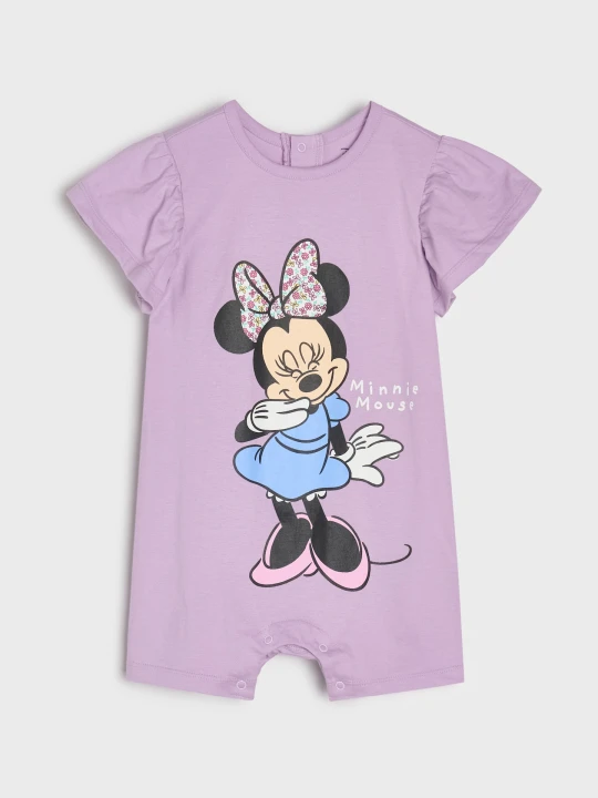 Zdjęcie produktu Sinsay - Bawełniany rampers z nadrukiem Minnie Mouse - fioletowy