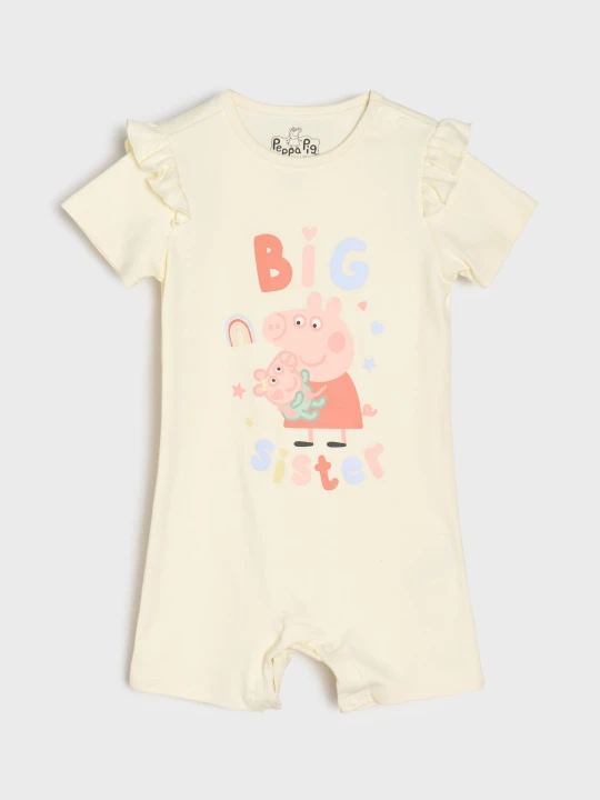 Zdjęcie produktu Sinsay - Bawełniany rampers z nadrukiem Peppa Pig - kremowy