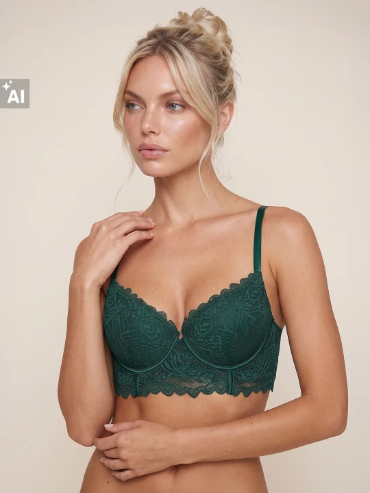 Zdjęcie produktu Sinsay - Biustonosz Extra Push-Up z koronką - zielony