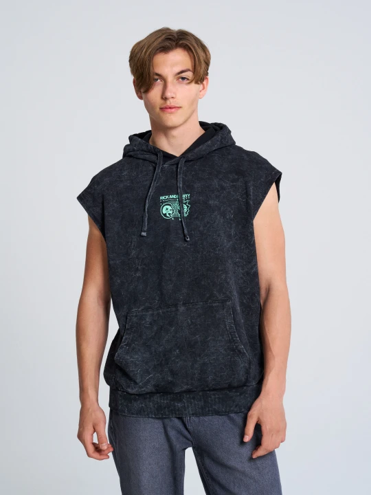 Zdjęcie produktu Sinsay - Bluza bez rękawów z kapturem i nadrukiem Rick & Morty - szary
