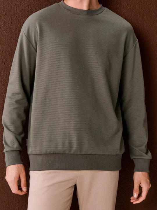 Zdjęcie produktu Sinsay - Bluza crewneck basic - zielony