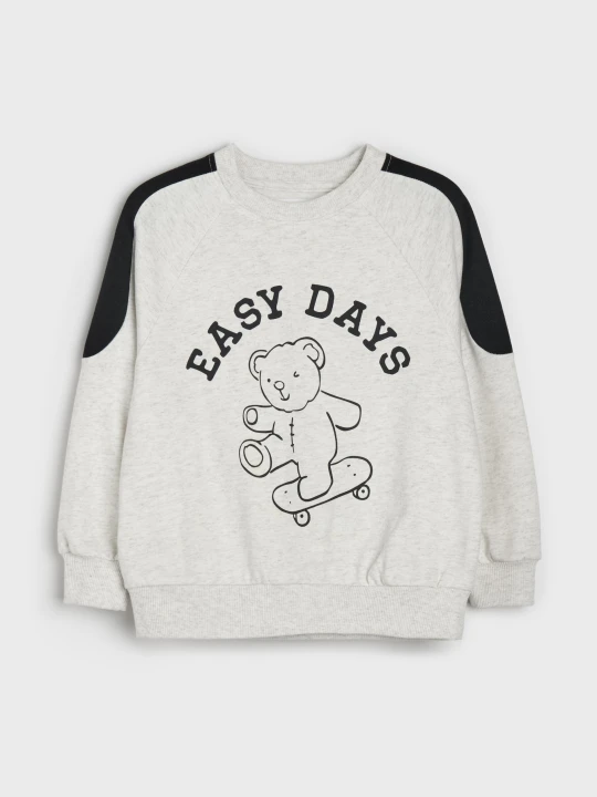 Zdjęcie produktu Sinsay - Bluza crewneck loose z nadrukiem misia - szary