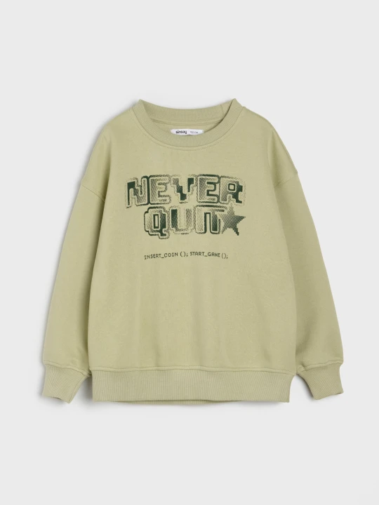 Zdjęcie produktu Sinsay - Bluza crewneck loose z nadrukiem - zielony