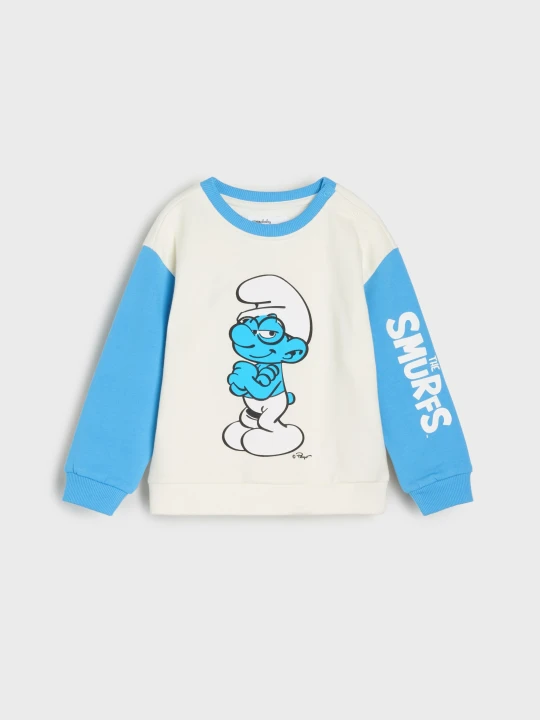 Zdjęcie produktu Sinsay - Bluza crewneck The Smurfs - kremowy