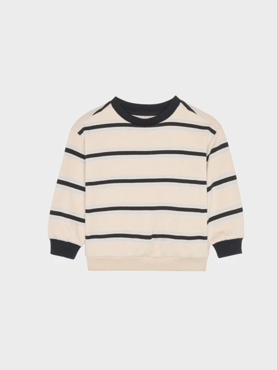 Zdjęcie produktu Sinsay - Bluza crewneck w paski z bawełną - kremowy